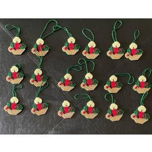 Homemade Needle Point Petit Point Ornament Candles